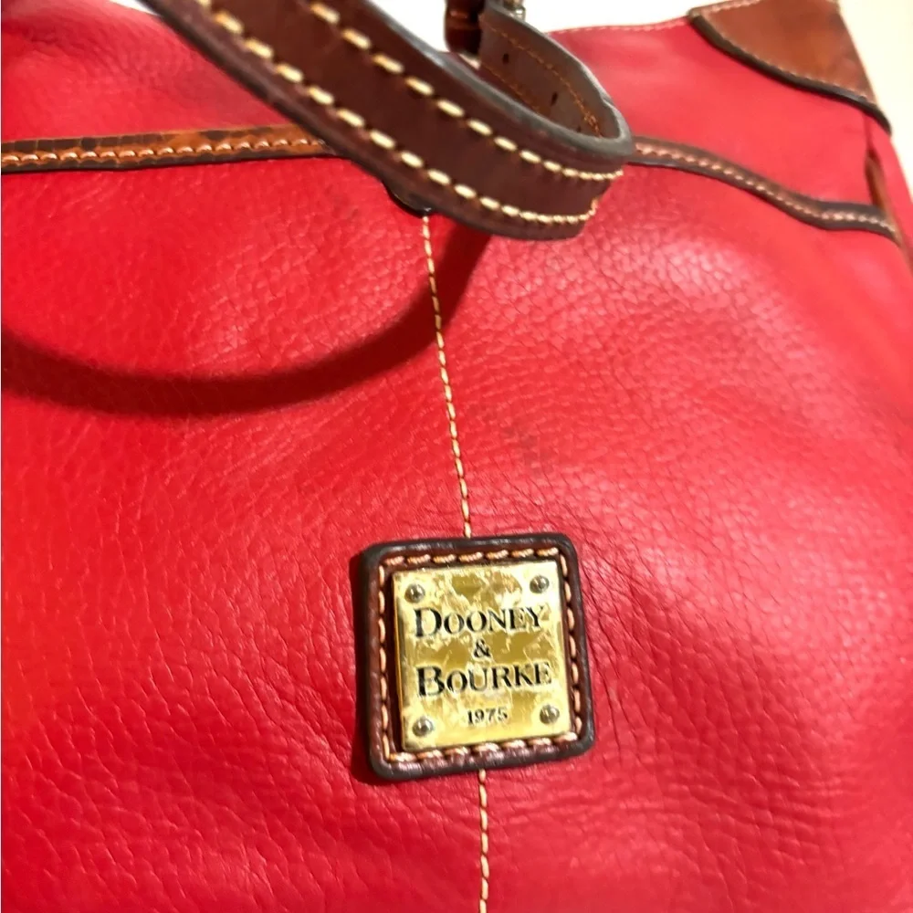 Dooney & Bourke Red and Brown Leather Hobo Bag